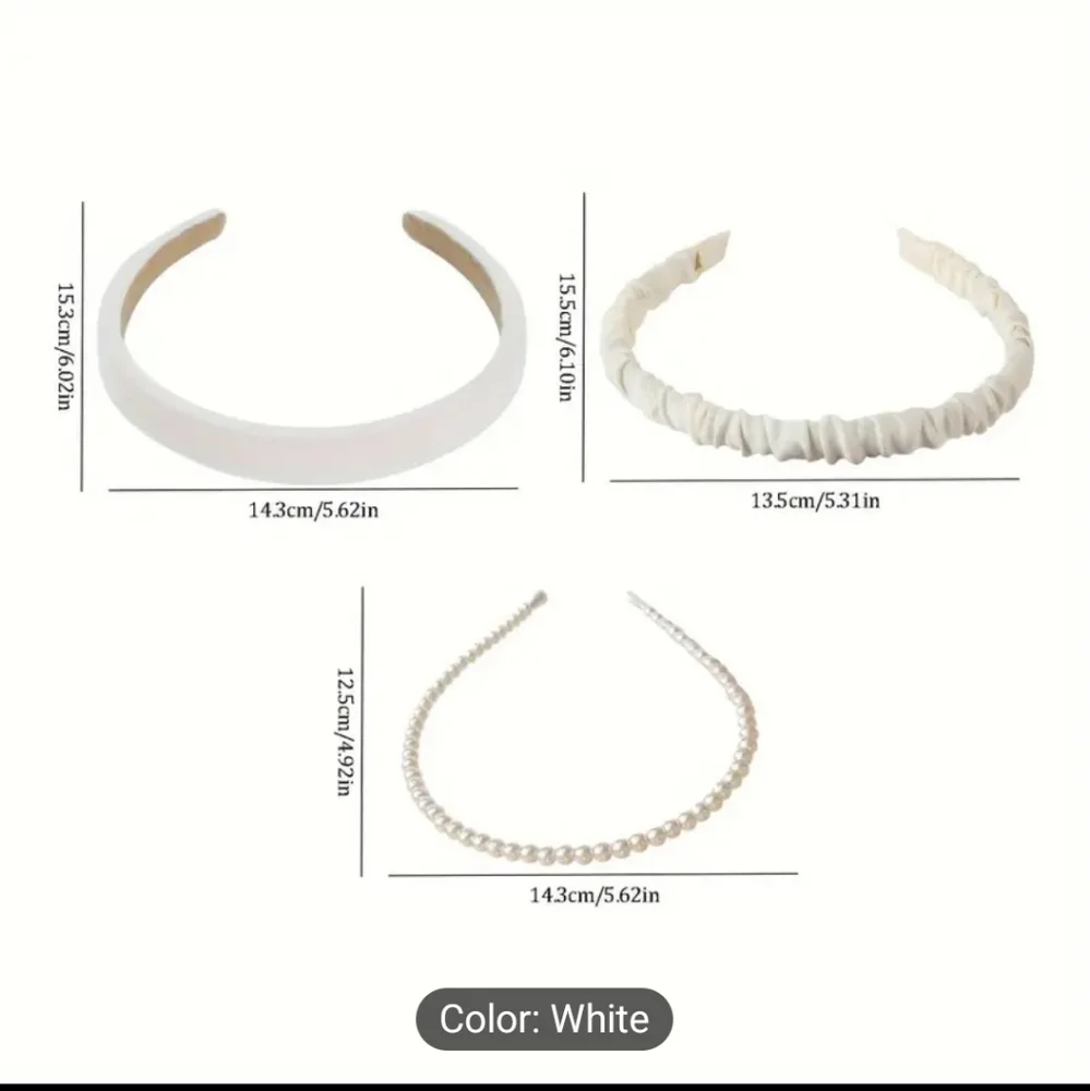 Sophisticated White Headband Trio with Pearl and Textured Designs